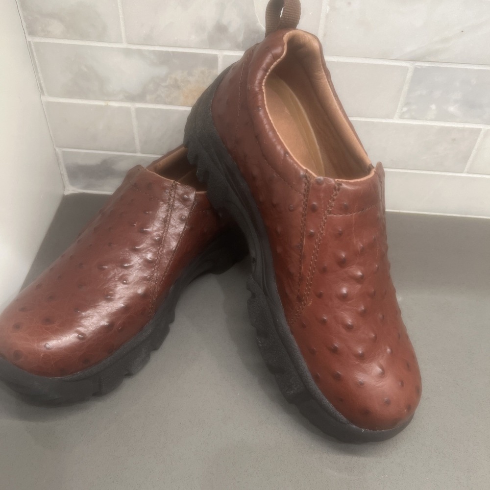 NEW-Men's Roper~size 7~Performance Ostrich Faux Leather Shoes Brown